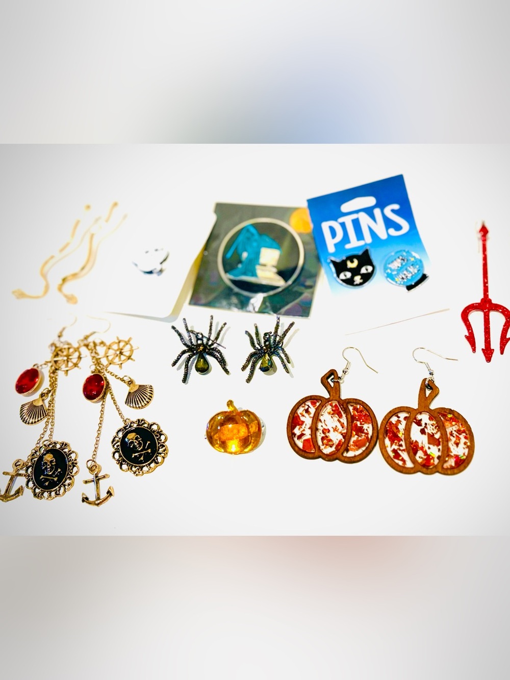 Halloween Earring Jewelry Lot Spider Creepy Snakes Cat Pumpkin Spooky Ghost